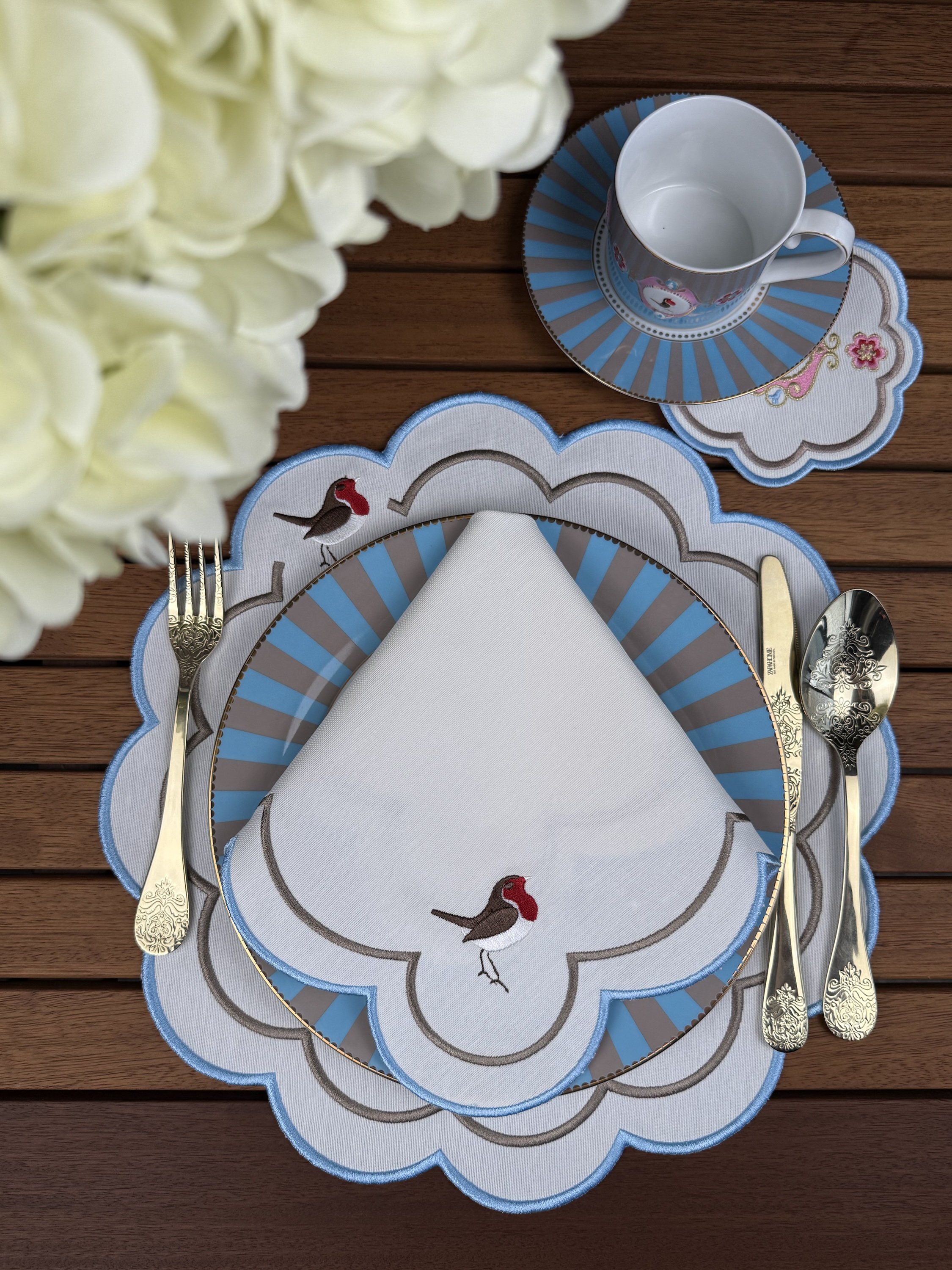 Mavi flora Servis Peçetesi