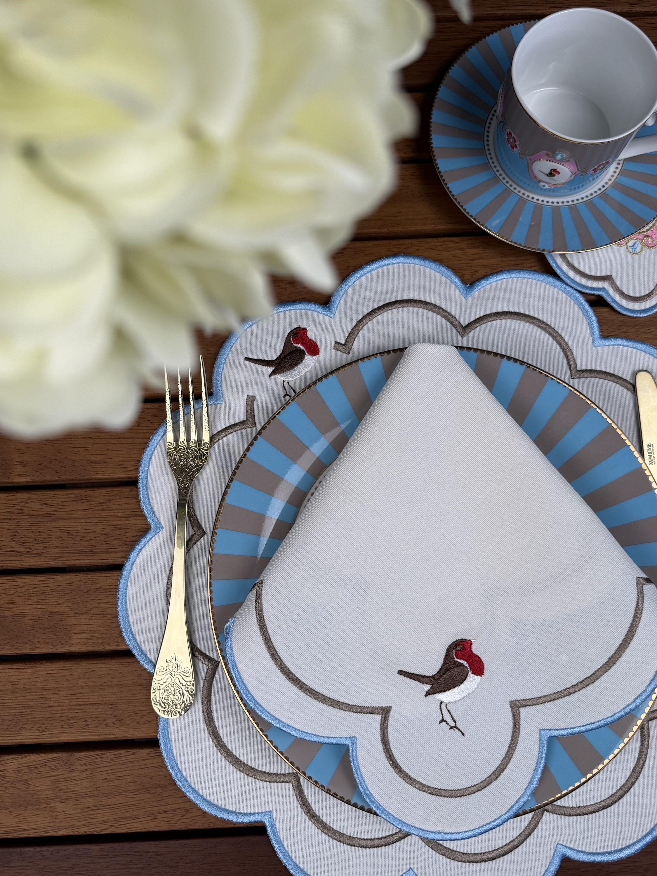 Mavi flora Servis Peçetesi