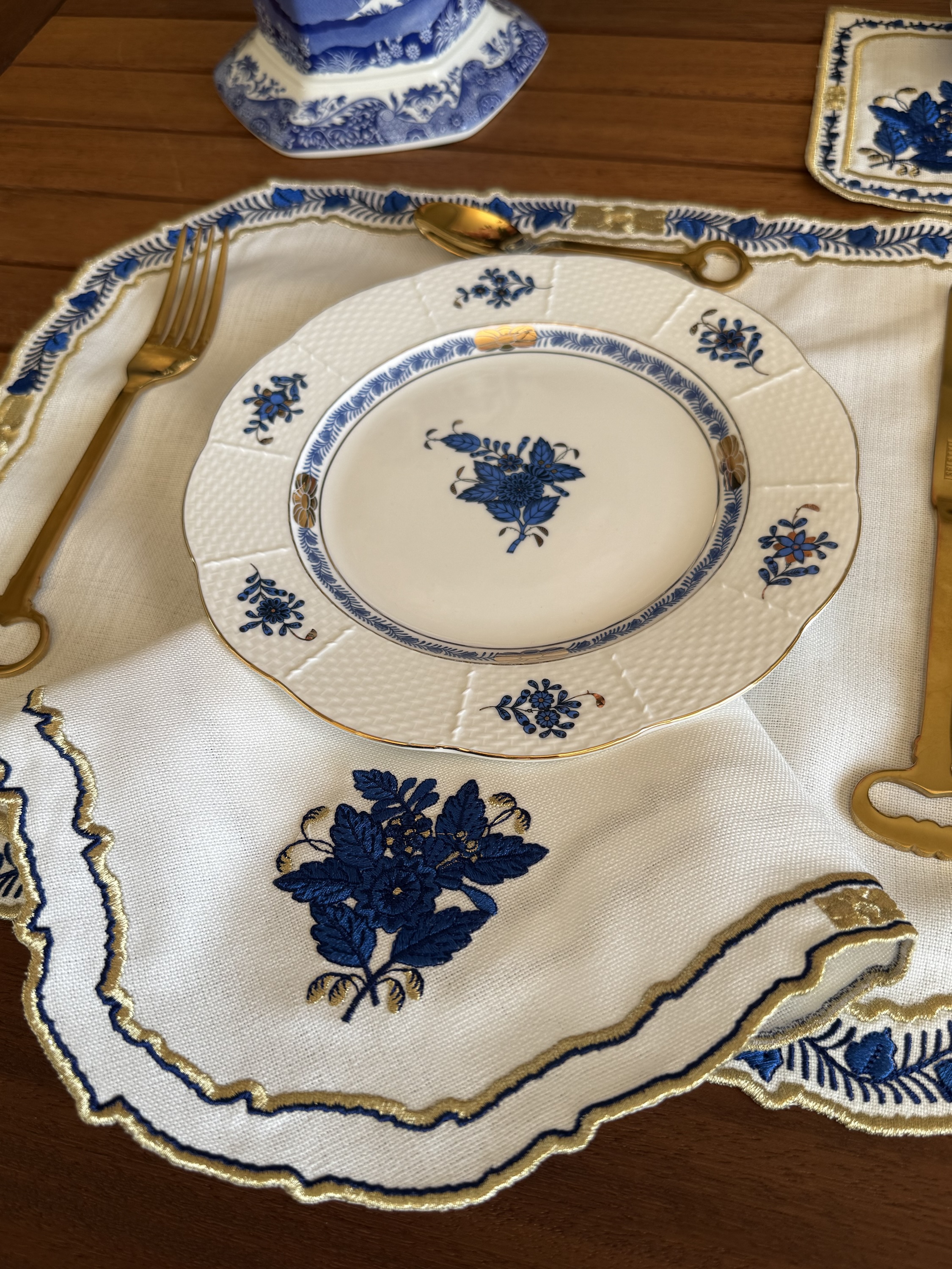Regalia Mavi Gold Servis Peçetesi