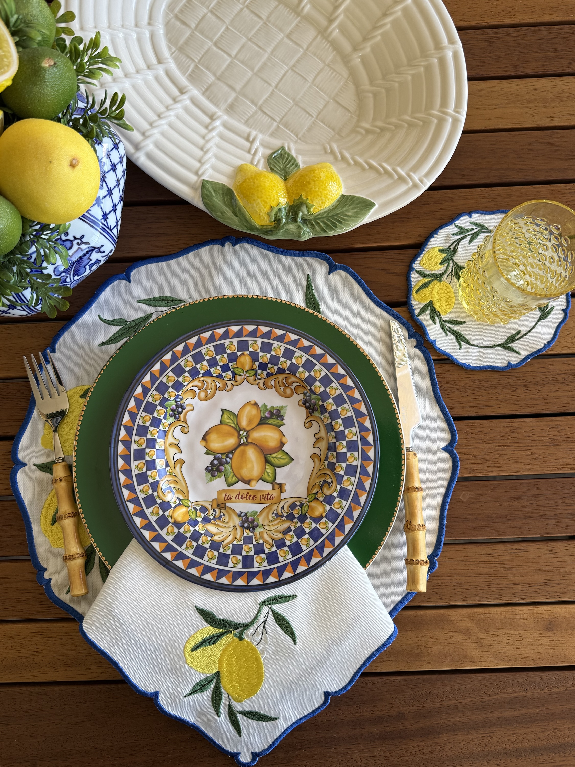 Lemon Garden Mavi  Servis Peçetesi