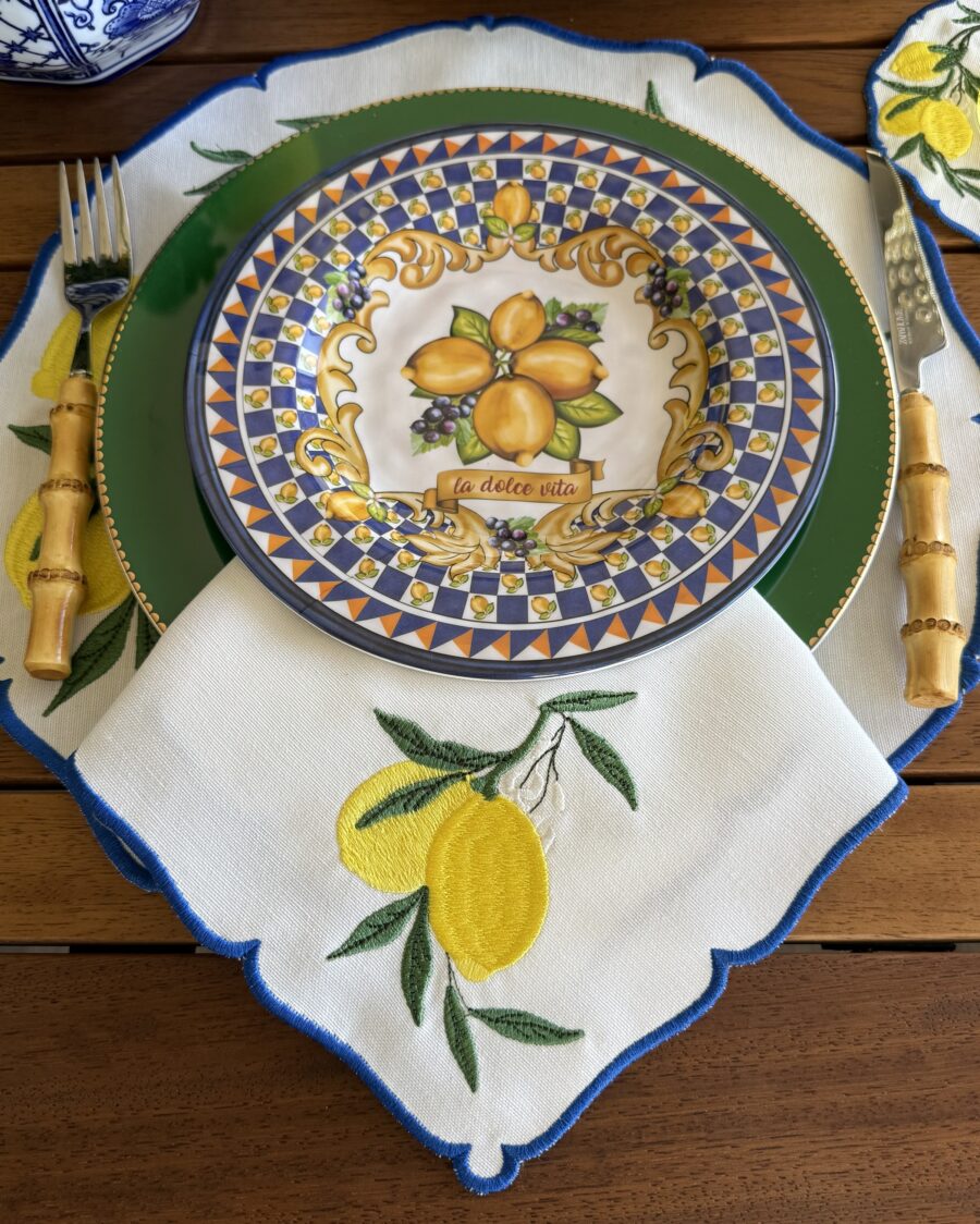 Lemon Garden Mavi  Servis Peçetesi