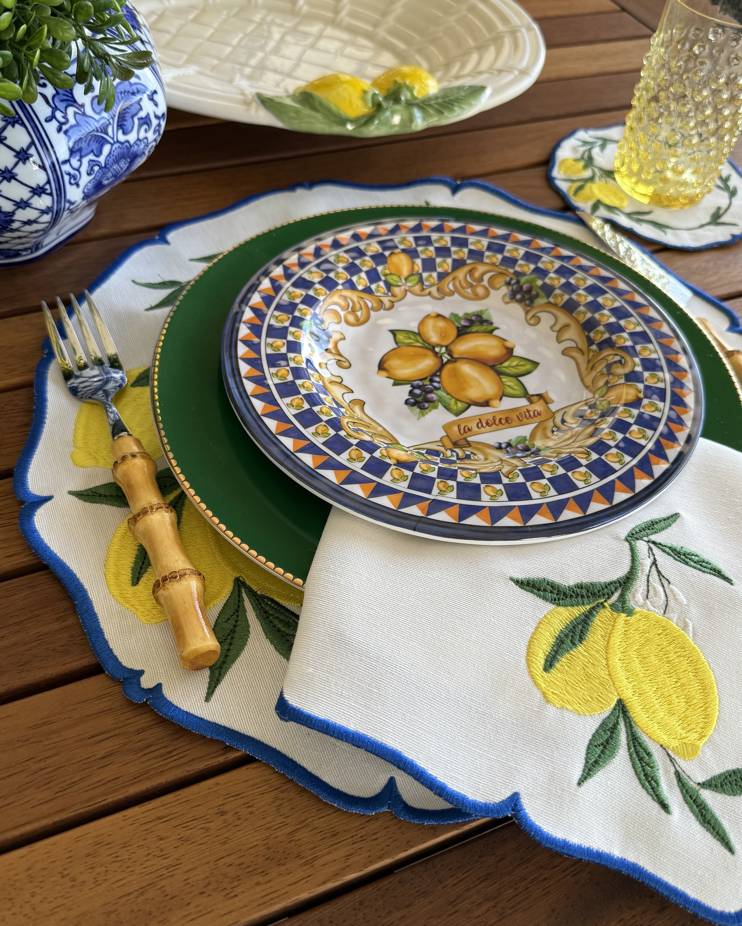 Lemon Garden Mavi  Servis Peçetesi