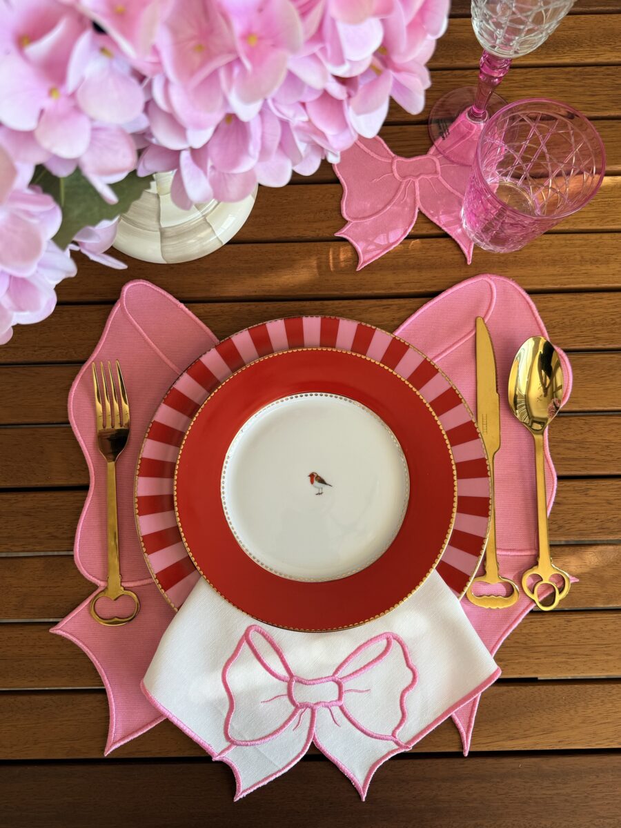Rubybow Pembe Beyaz Servis Peçetesi, görsel 3